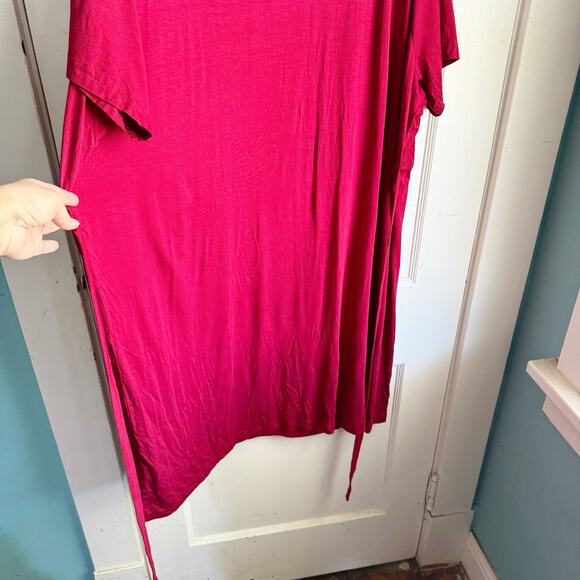 Ulla Popken Red Knit Rayon Blend Relaxed Fit Faux Wrap Dress Size 24/26 Career - Picture 8 of 11